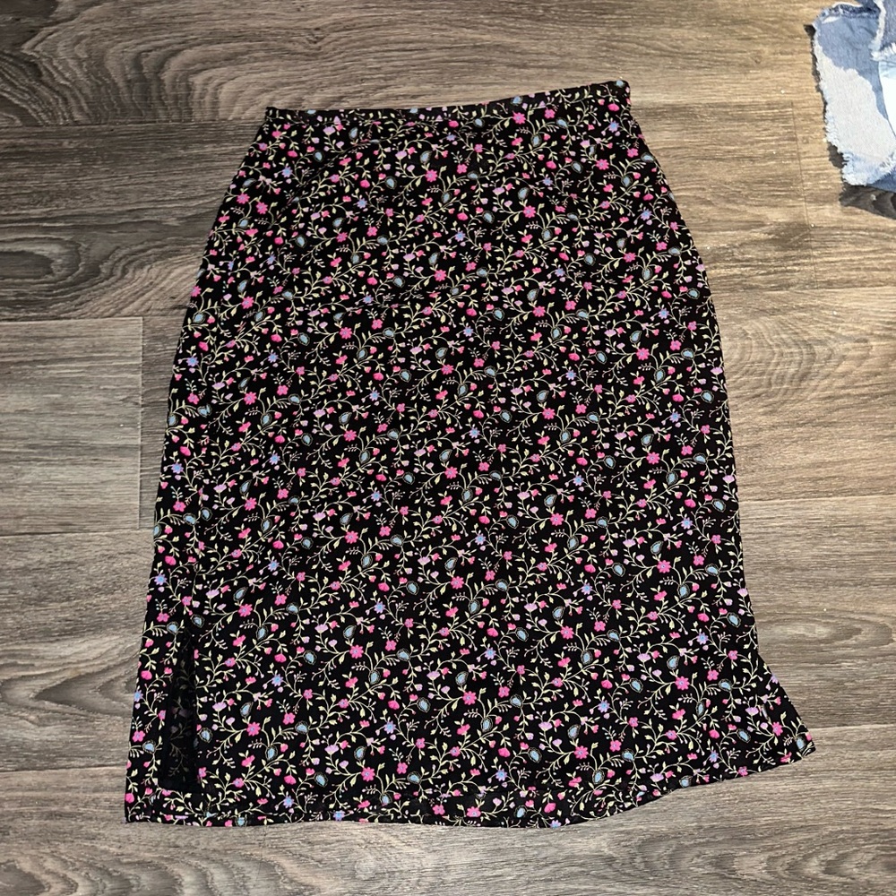 Floral Black Skirt